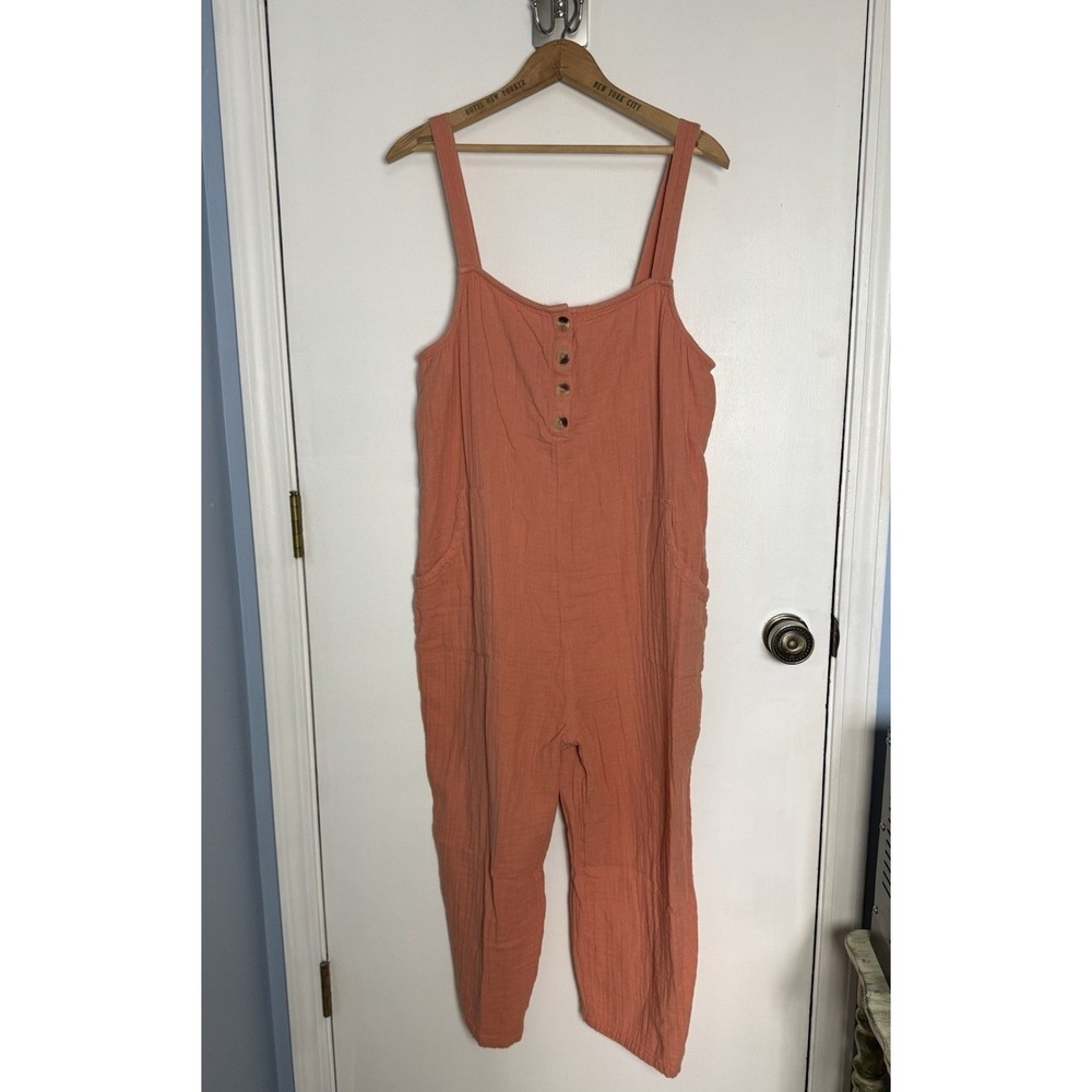 So Goods‎ for Life Women's Casual Button Front Jumpsuit size XXL orange/peach